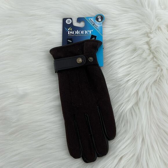 Isotoner Men's Leather Smart Touch Gloves - Saddle - Medium - New with tags - Picture 1 of 5